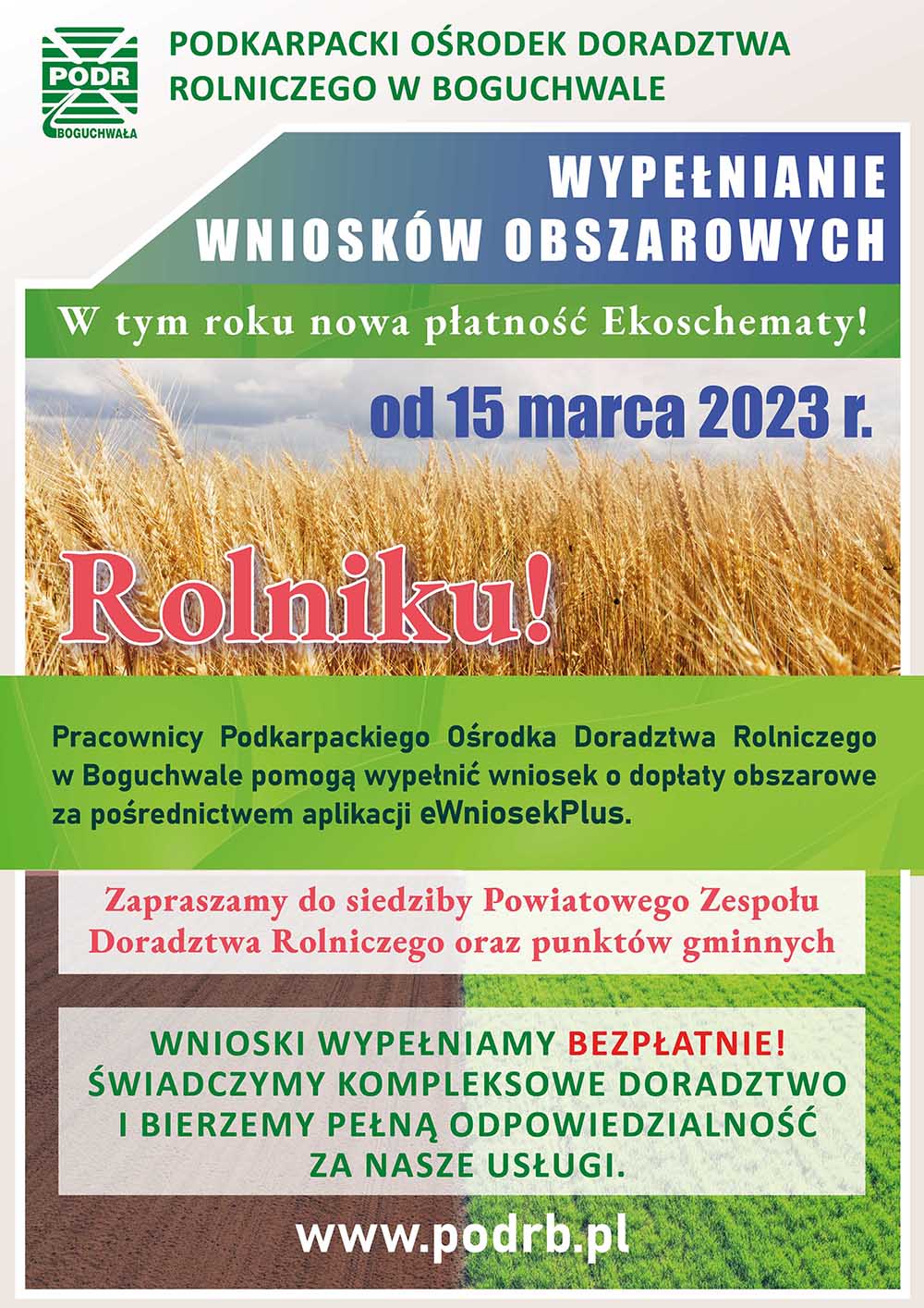 Plakat - ogłoszenie o pomocy dla rolników 